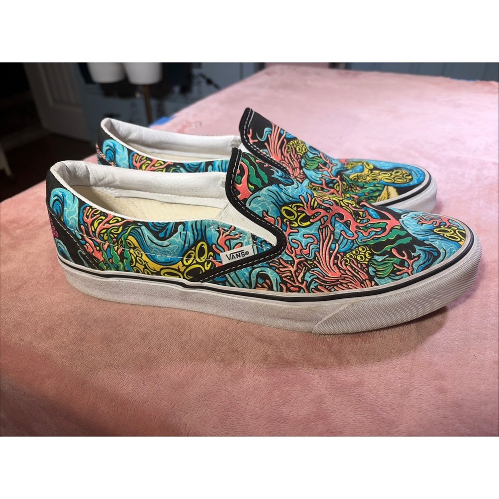 Vans Classic Slip On Octopus Underwater Coral Print Sneakers Mens Sz 12